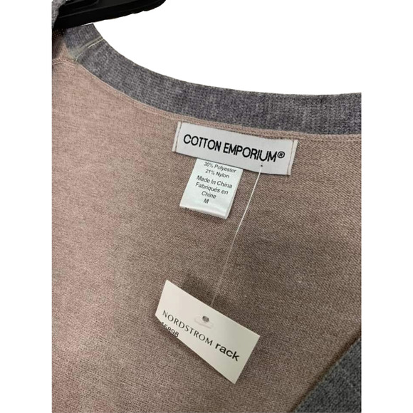 Cotton Emporium Brown Grey Striped Buttoned Cardigan Size Medium NEW - Picture 2 of 3